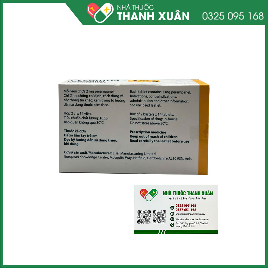 Fycompa 2mg điều trị bổ trợ cơn động kinh